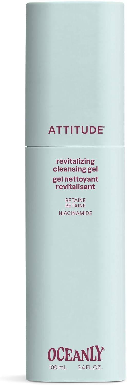 ATTITUDE Revitalizing Cleansing Gel, Gentle Face Wash, EWG Verified, Vegan, 100 mL Proudly Canadian!