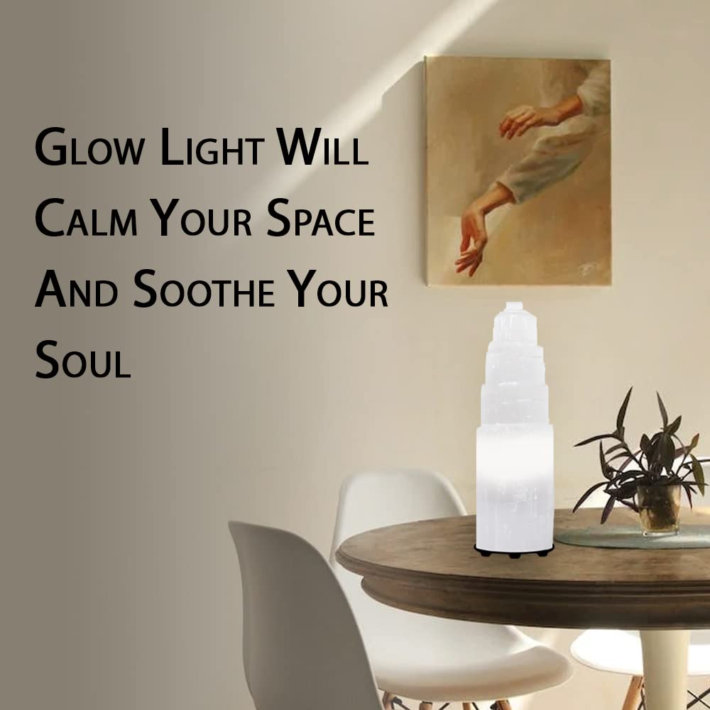 Selenite Crystal Lamp, (ETL Certified), Moroccan Natural Selenite with Switch Cord (Small 20cm)