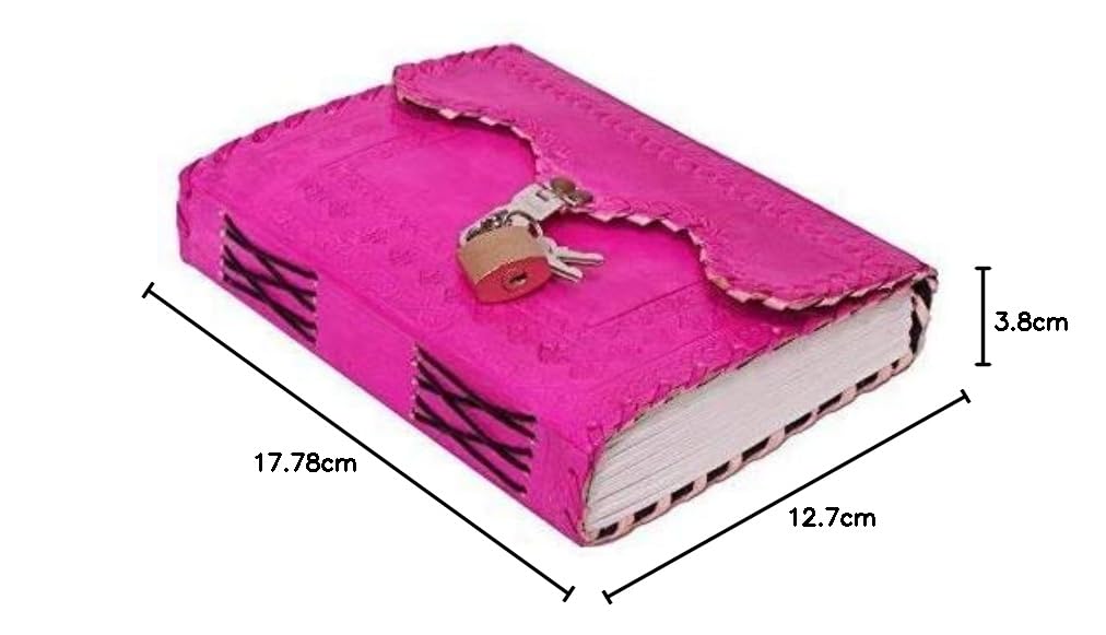Leather Journal Large Writing Notebook - Handmade Leather Bound Vintage Journal For Women and Men with Lock And Key Gift For Art Sketchbook, Travel Diary And Notebooks To Write In 7 by 5 Inches (King Red)