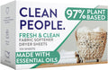 The Clean People Fabric Softener Sheets - Dryer Sheets - Softens & Removes Static Cling - Vegan Laundry Softener With Essential Oils - Fresh Scent, 120 Pack