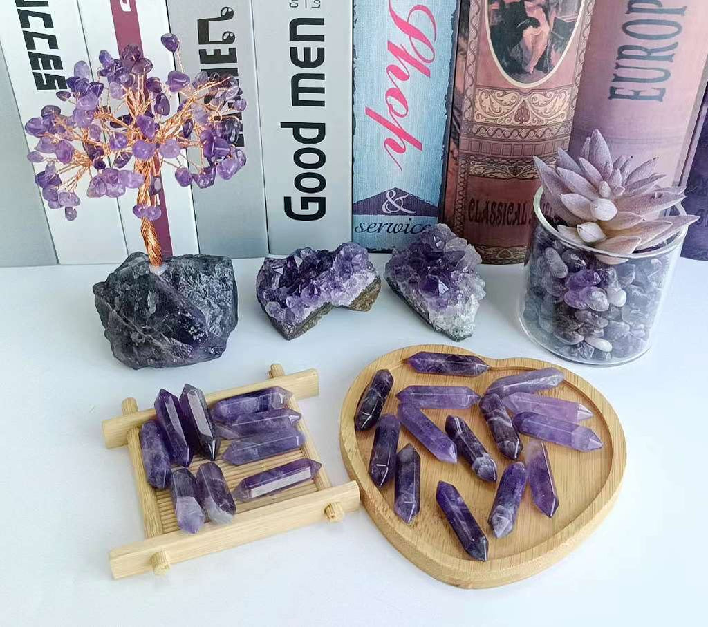 20PCS Lapis Lazuli Healing Crystals Wands Polished Natural Hexagonal Pointed Stones Reiki Energy Crystal Set Meditation Crystal Grid