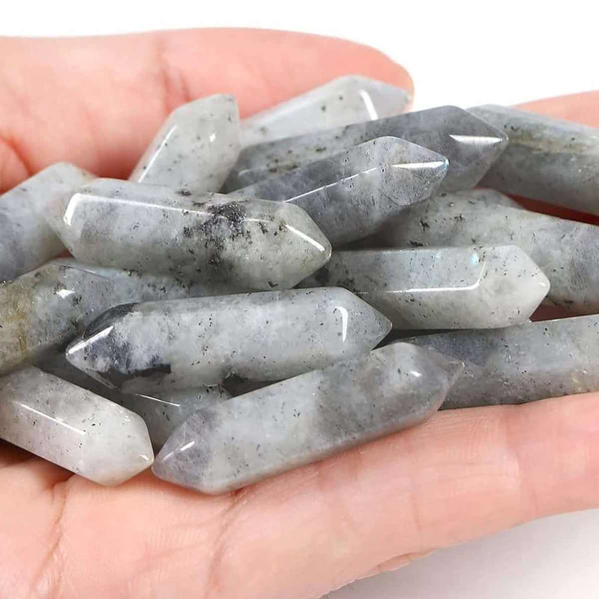 20PCS Lapis Lazuli Healing Crystals Wands Polished Natural Hexagonal Pointed Stones Reiki Energy Crystal Set Meditation Crystal Grid