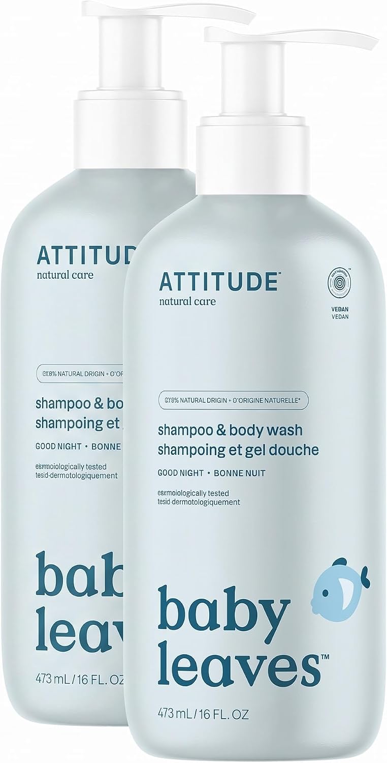 ATTITUDE Baby Shampoo, Body Wash & Soap 2-in-1, Unscented, 473 mL Proudly Canadian!