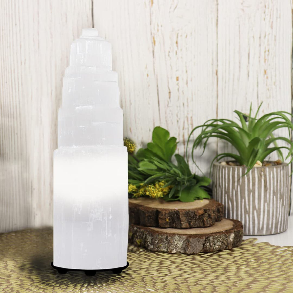 Selenite Crystal Lamp, (ETL Certified), Moroccan Natural Selenite with Switch Cord (Small 20cm)