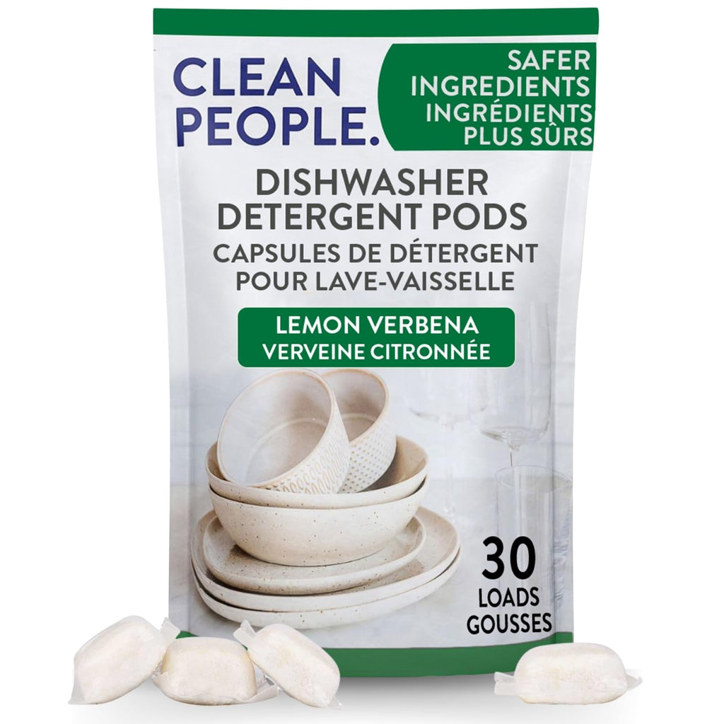 Clean People All Natural Dishwasher Pods - Cuts Grease & Rinses Sparkling Clean - Residue-Free - Phosphate Free Dishwashing Pods - Fragrance Free, 60 Pack