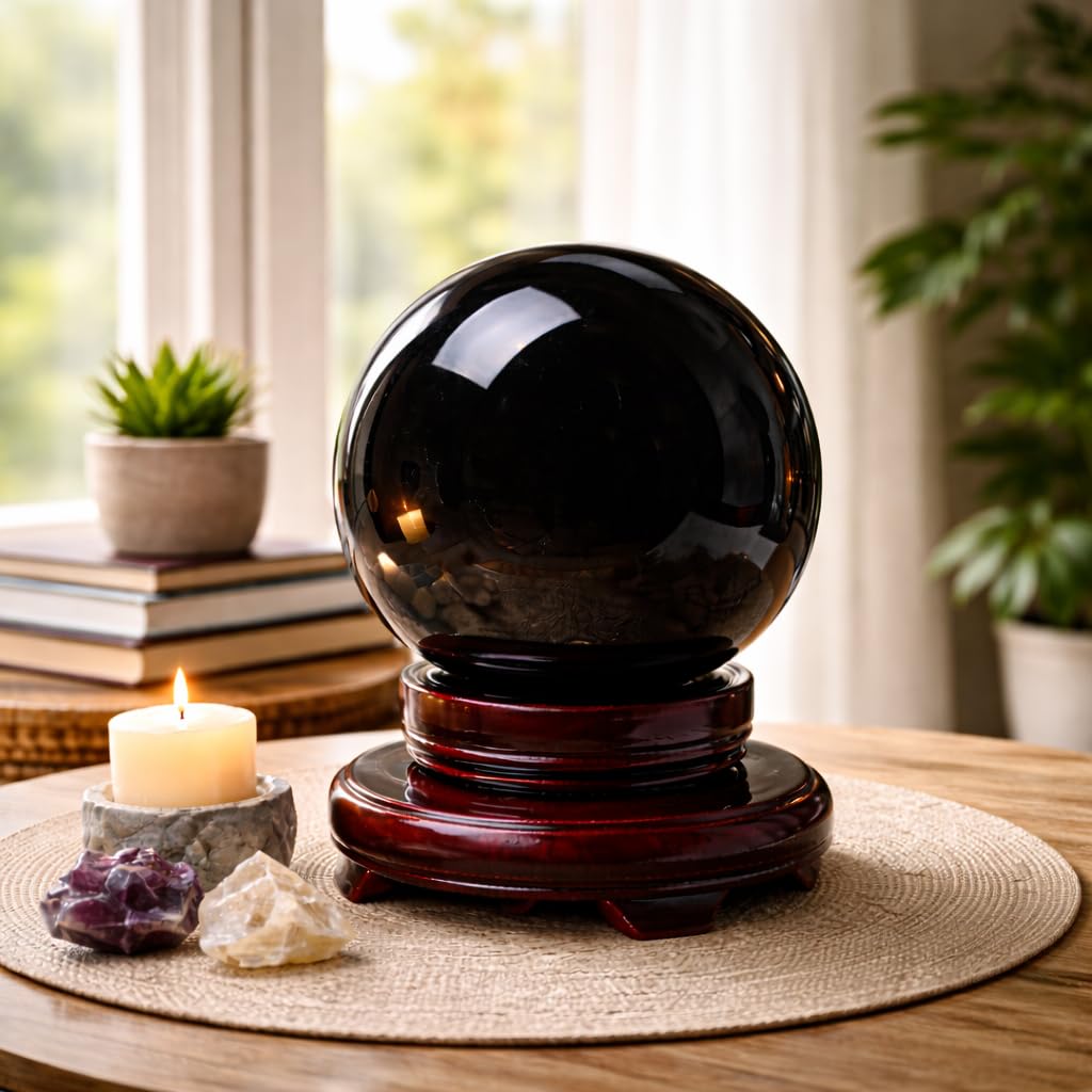 Black Obsidian Crystal Balls for Fengshui, Meditation, Crystal Healing, Divination, Home Decoration, Black Magic Crystal Sphere
