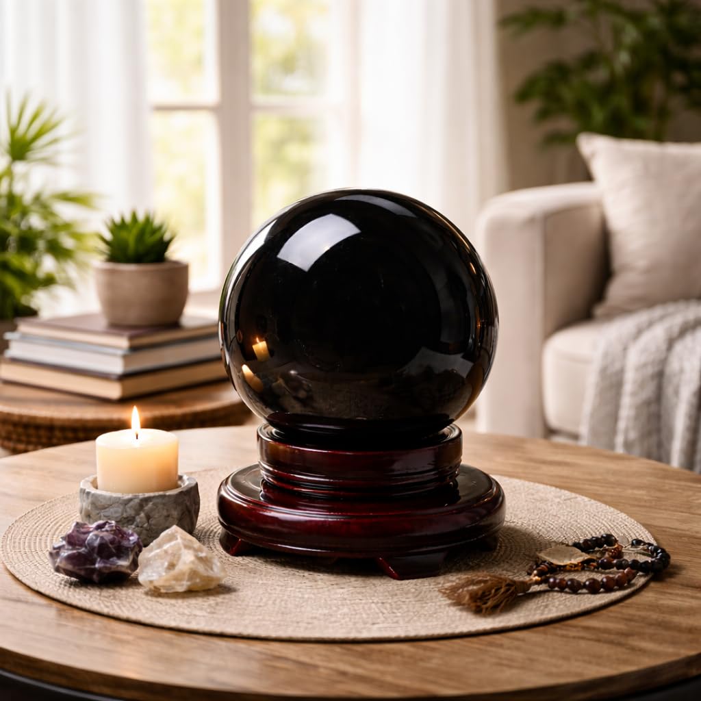 Black Obsidian Crystal Balls for Fengshui, Meditation, Crystal Healing, Divination, Home Decoration, Black Magic Crystal Sphere