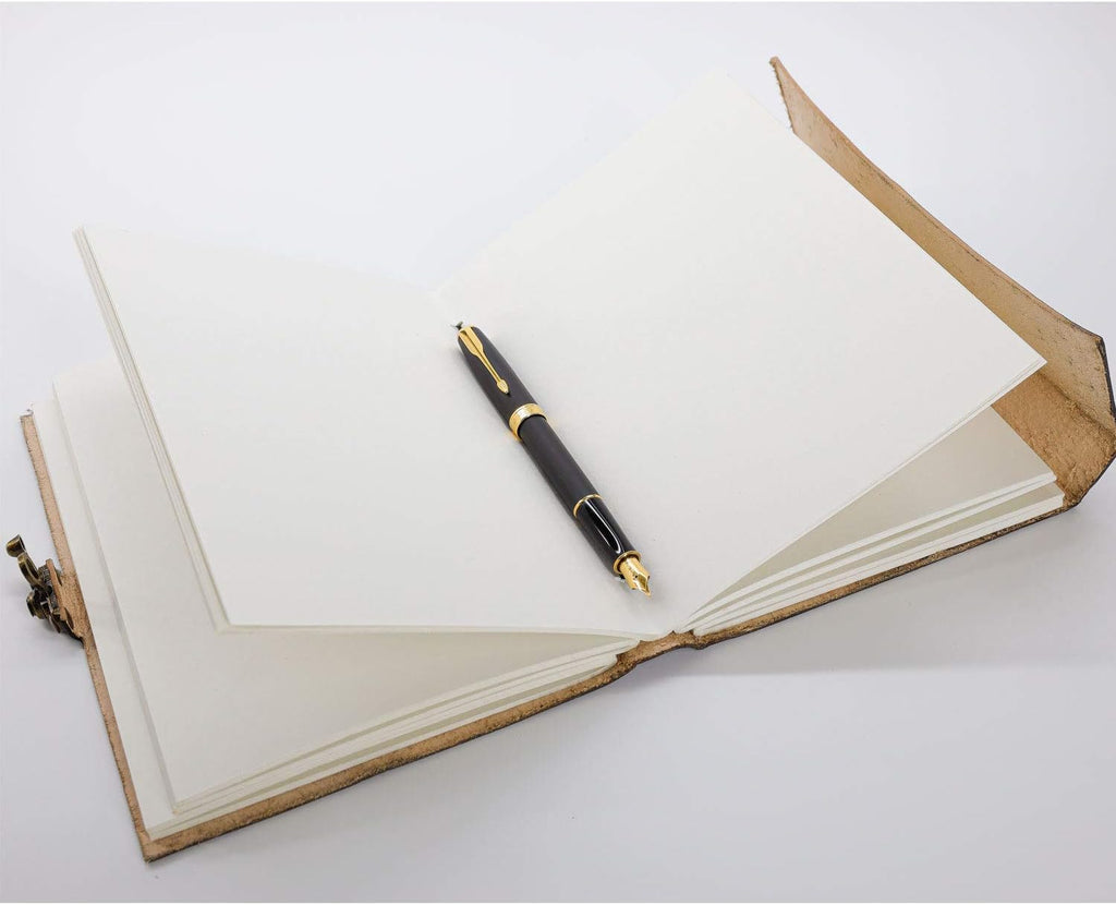 Handmade Leather Double Dragon Journal/Writing Notebook Diary/Bound Daily Notepad for Men & Women Unlined Paper Medium, Writing pad Gift for Artist, Sketch (8 x 6, Black)