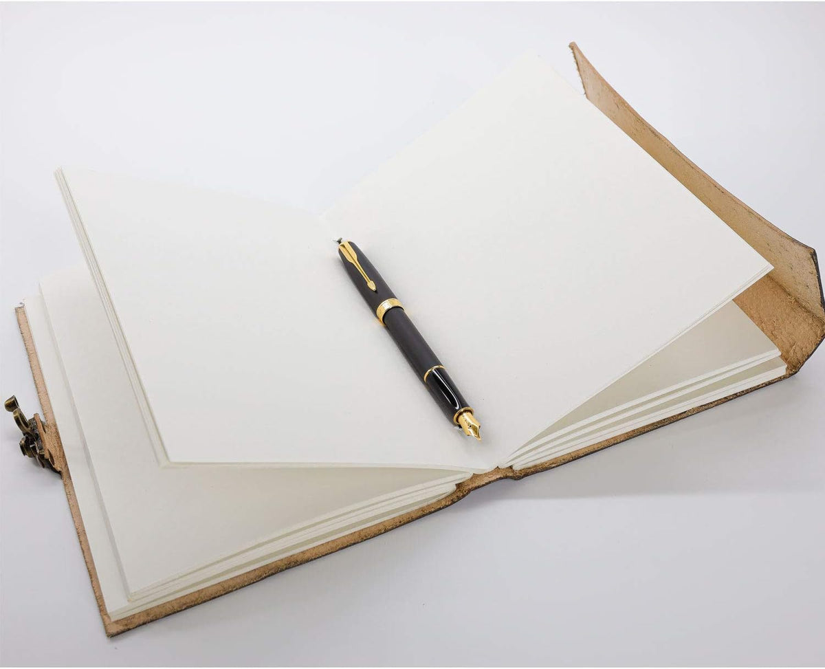 Handmade Leather Double Dragon Journal/Writing Notebook Diary/Bound Daily Notepad for Men & Women Unlined Paper Medium, Writing pad Gift for Artist, Sketch (8 x 6, Black)