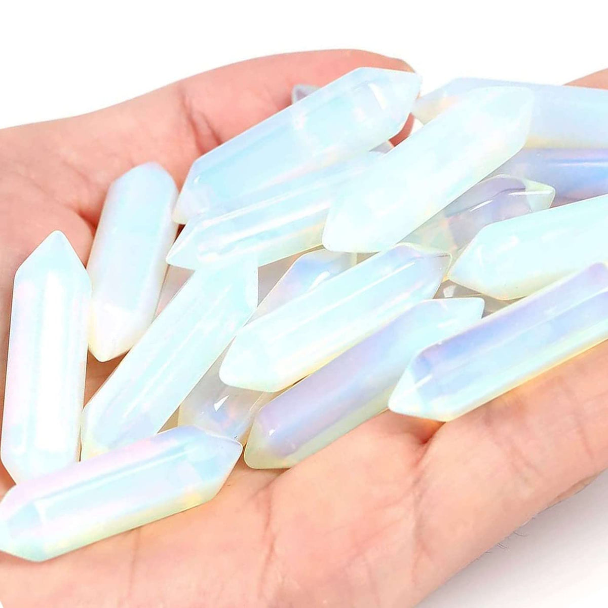 20PCS Lapis Lazuli Healing Crystals Wands Polished Natural Hexagonal Pointed Stones Reiki Energy Crystal Set Meditation Crystal Grid