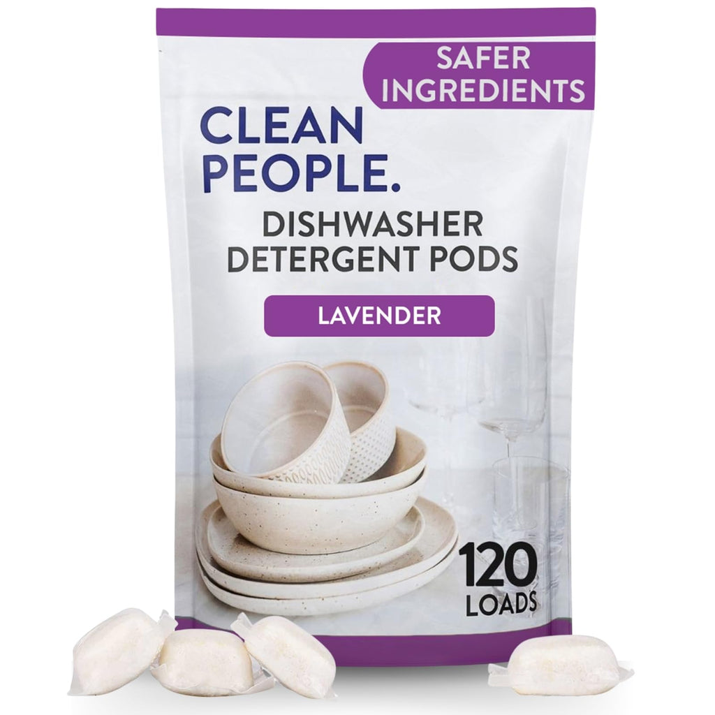 Clean People All Natural Dishwasher Pods - Cuts Grease & Rinses Sparkling Clean - Residue-Free - Phosphate Free Dishwashing Pods - Fragrance Free, 60 Pack