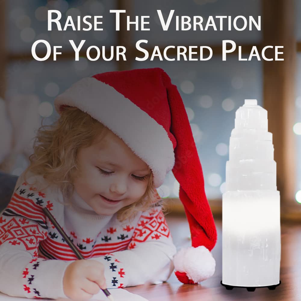 Selenite Crystal Lamp, (ETL Certified), Moroccan Natural Selenite with Switch Cord (Small 20cm)