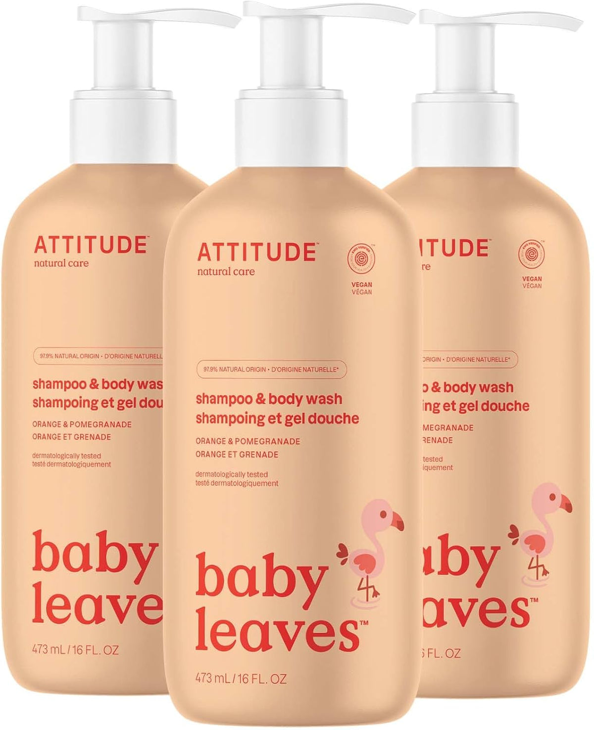 ATTITUDE Baby Shampoo, Body Wash & Soap 2-in-1, Unscented, 473 mL Proudly Canadian!