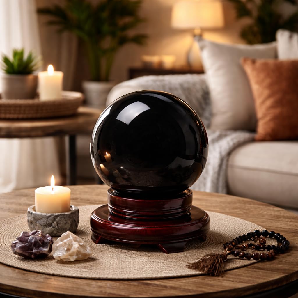 Black Obsidian Crystal Balls for Fengshui, Meditation, Crystal Healing, Divination, Home Decoration, Black Magic Crystal Sphere