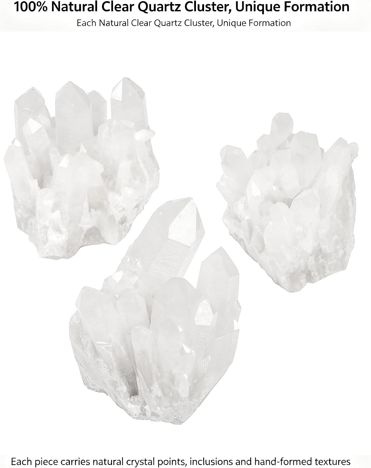 Top Plaza Healing Rock Crystal Clear Quartz Cluster Mineral Geode Druzy Specimen 1.85-3.5''(White Crystal Quartz Cluster)