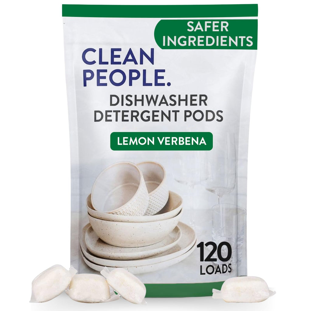 Clean People All Natural Dishwasher Pods - Cuts Grease & Rinses Sparkling Clean - Residue-Free - Phosphate Free Dishwashing Pods - Fragrance Free, 60 Pack