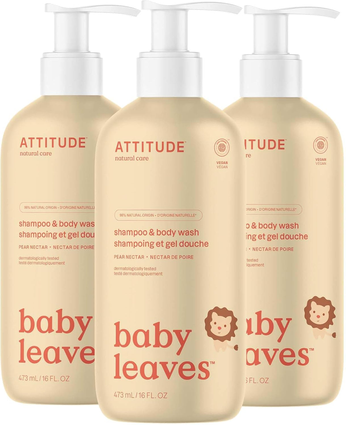 ATTITUDE Baby Shampoo, Body Wash & Soap 2-in-1, Unscented, 473 mL Proudly Canadian!