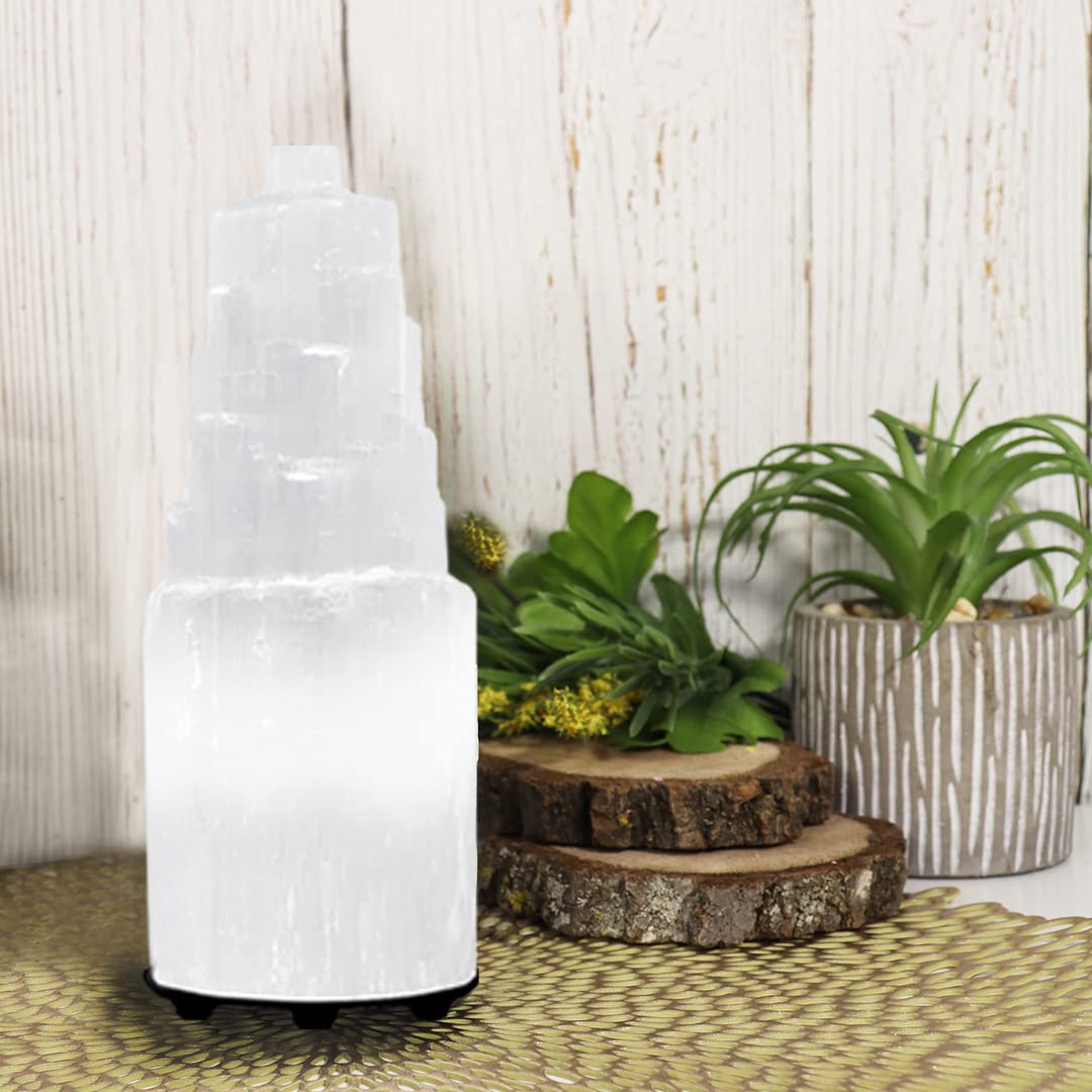 Selenite Crystal Lamp, (ETL Certified), Moroccan Natural Selenite with Switch Cord (Small 20cm)