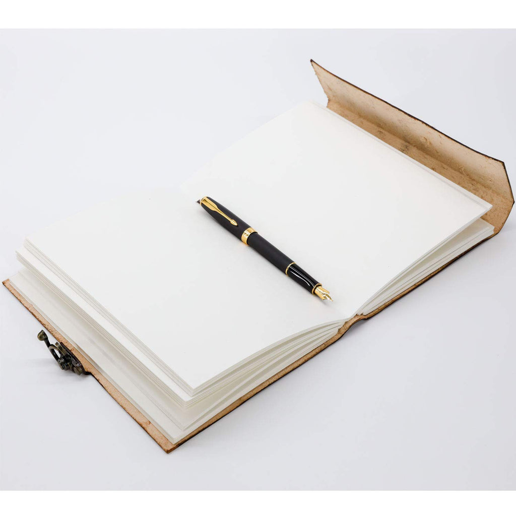 Handmade Leather Double Dragon Journal/Writing Notebook Diary/Bound Daily Notepad for Men & Women Unlined Paper Medium, Writing pad Gift for Artist, Sketch (8 x 6, Black)