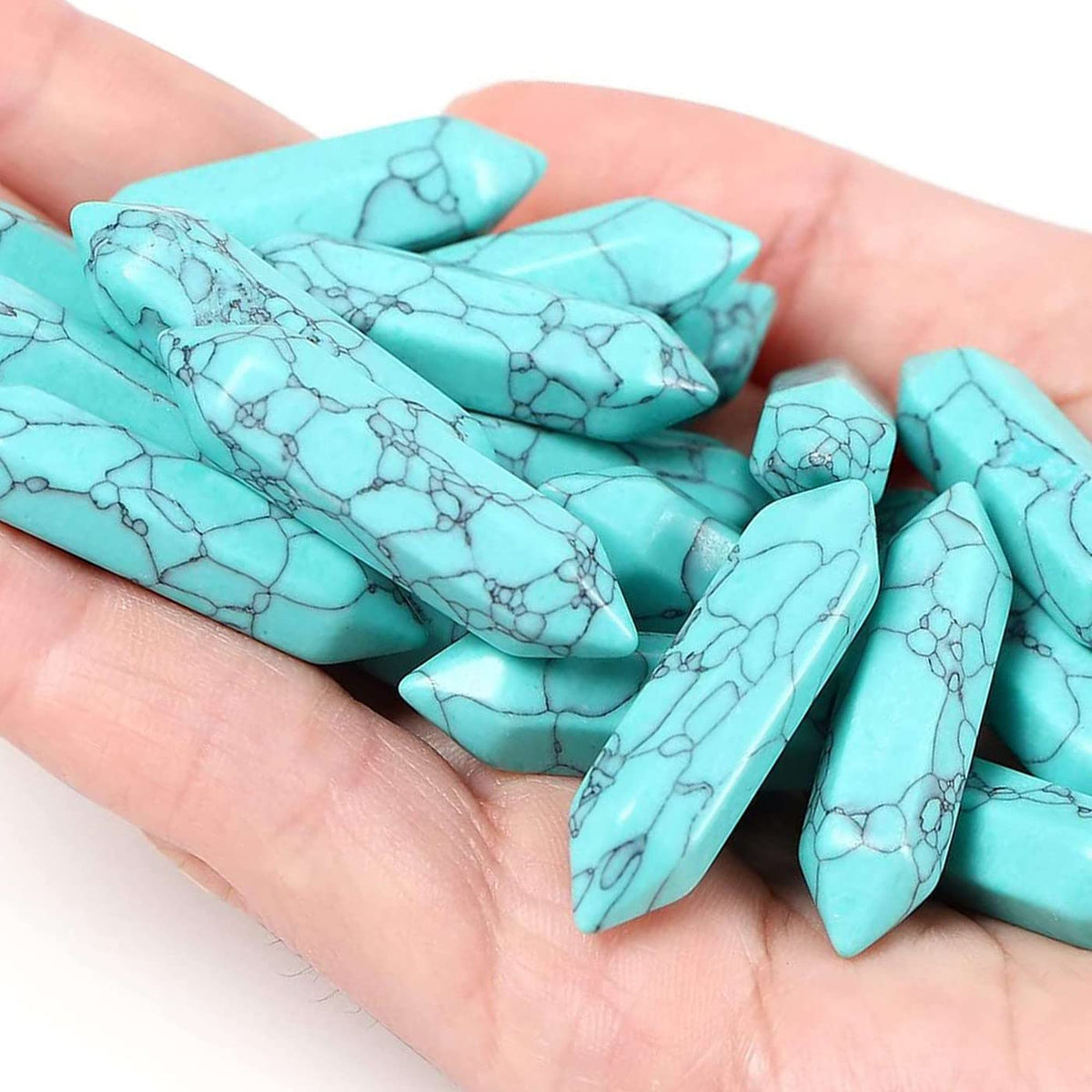 20PCS Lapis Lazuli Healing Crystals Wands Polished Natural Hexagonal Pointed Stones Reiki Energy Crystal Set Meditation Crystal Grid