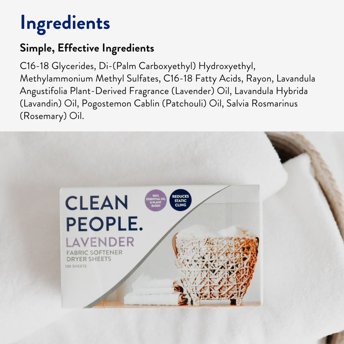 The Clean People Fabric Softener Sheets - Dryer Sheets - Softens & Removes Static Cling - Vegan Laundry Softener With Essential Oils - Fresh Scent, 120 Pack