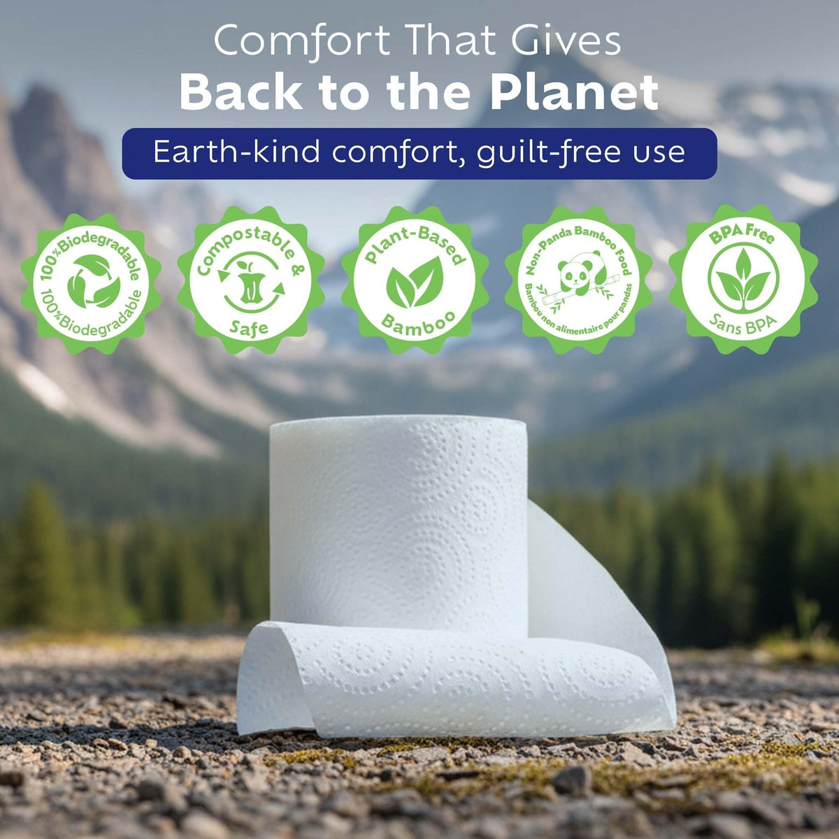 Bamboo Toilet Paper, Septic Safe 2 Ply 300 Sheets Per Roll,  RV Safe, Eco-Friendly Proudly Made in Canada