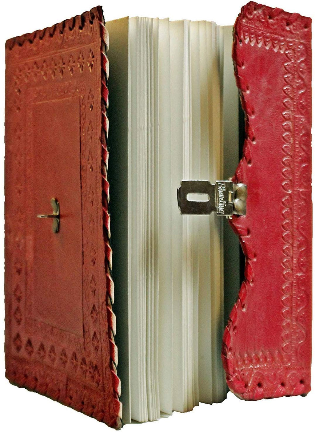 Leather Journal Large Writing Notebook - Handmade Leather Bound Vintage Journal For Women and Men with Lock And Key Gift For Art Sketchbook, Travel Diary And Notebooks To Write In 7 by 5 Inches (King Red)