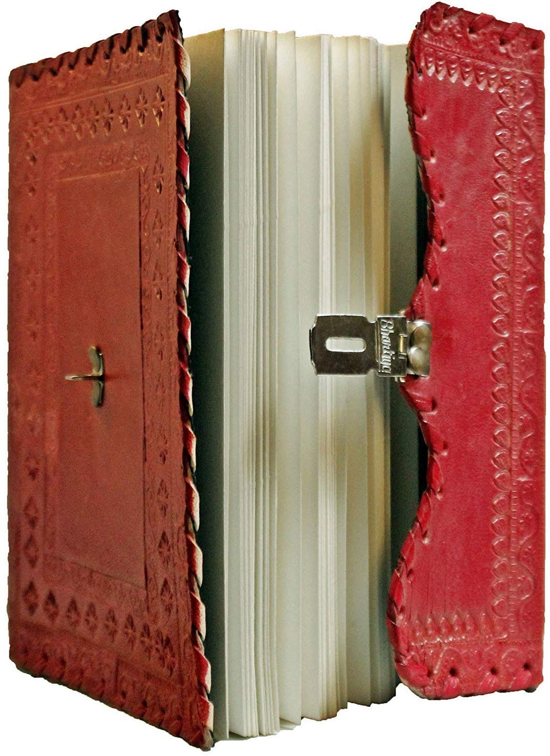 Leather Journal Large Writing Notebook - Handmade Leather Bound Vintage Journal For Women and Men with Lock And Key Gift For Art Sketchbook, Travel Diary And Notebooks To Write In 7 by 5 Inches (King Red)