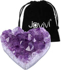 Jovivi Natural Raw Amethyst Heart Crystal Cluster Quartz Druzy, Medium