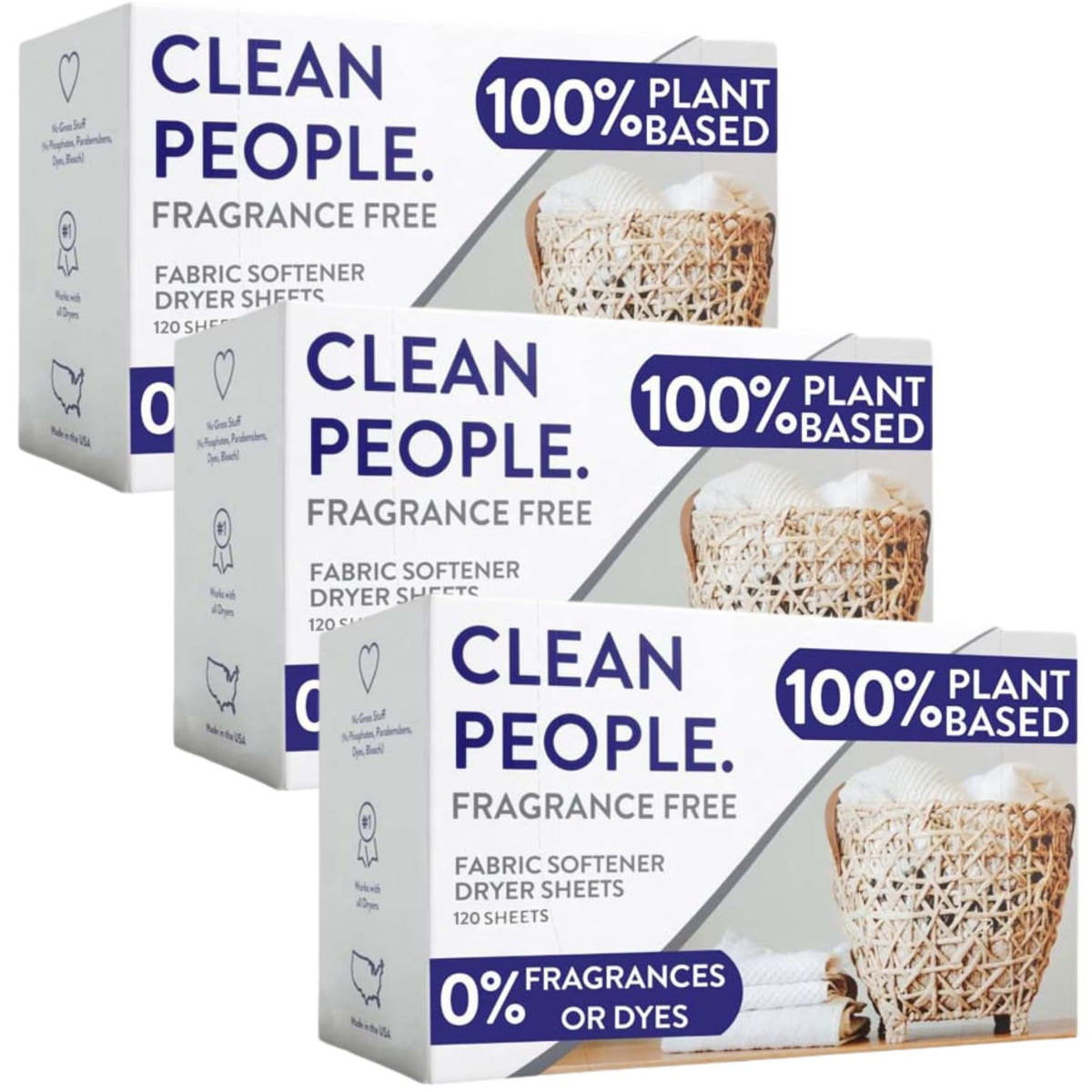 The Clean People Fabric Softener Sheets - Dryer Sheets - Softens & Removes Static Cling - Vegan Laundry Softener With Essential Oils - Fresh Scent, 120 Pack