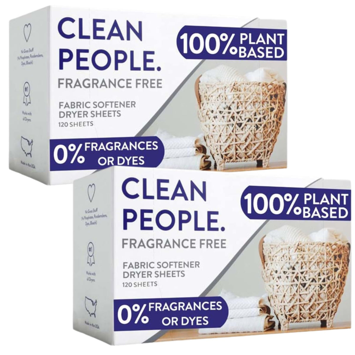 The Clean People Fabric Softener Sheets - Dryer Sheets - Softens & Removes Static Cling - Vegan Laundry Softener With Essential Oils - Fresh Scent, 120 Pack