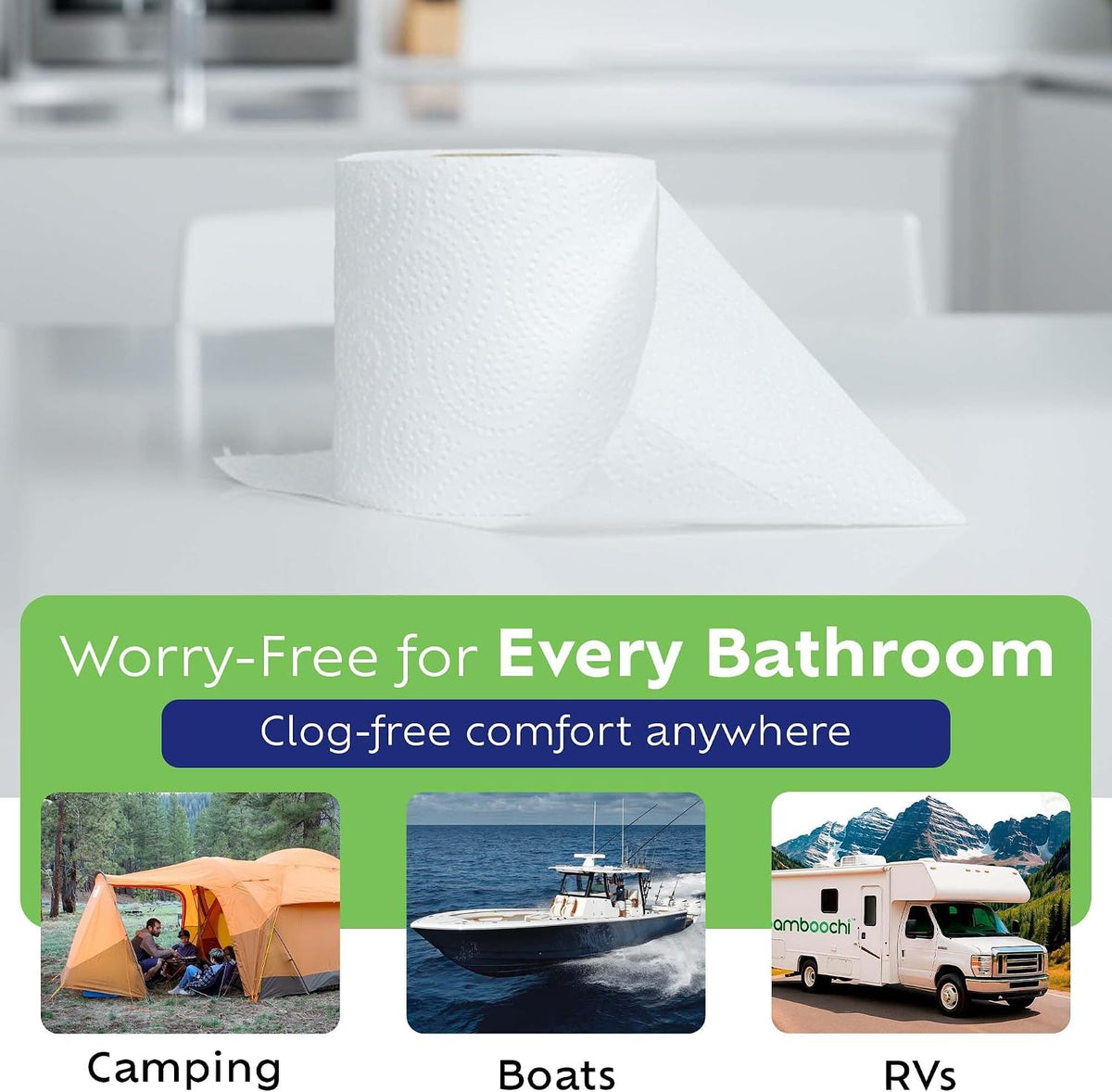 Bamboo Toilet Paper, Septic Safe 2 Ply 300 Sheets Per Roll,  RV Safe, Eco-Friendly Proudly Made in Canada