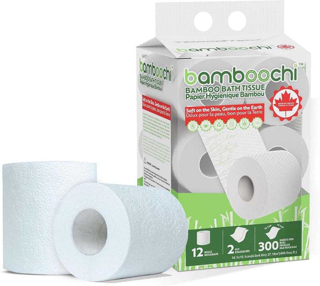 Bamboo Toilet Paper, Septic Safe 2 Ply 300 Sheets Per Roll,  RV Safe, Eco-Friendly Proudly Made in Canada