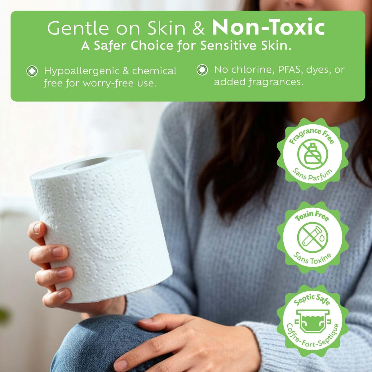 Bamboo Toilet Paper, Septic Safe 2 Ply 300 Sheets Per Roll,  RV Safe, Eco-Friendly Proudly Made in Canada