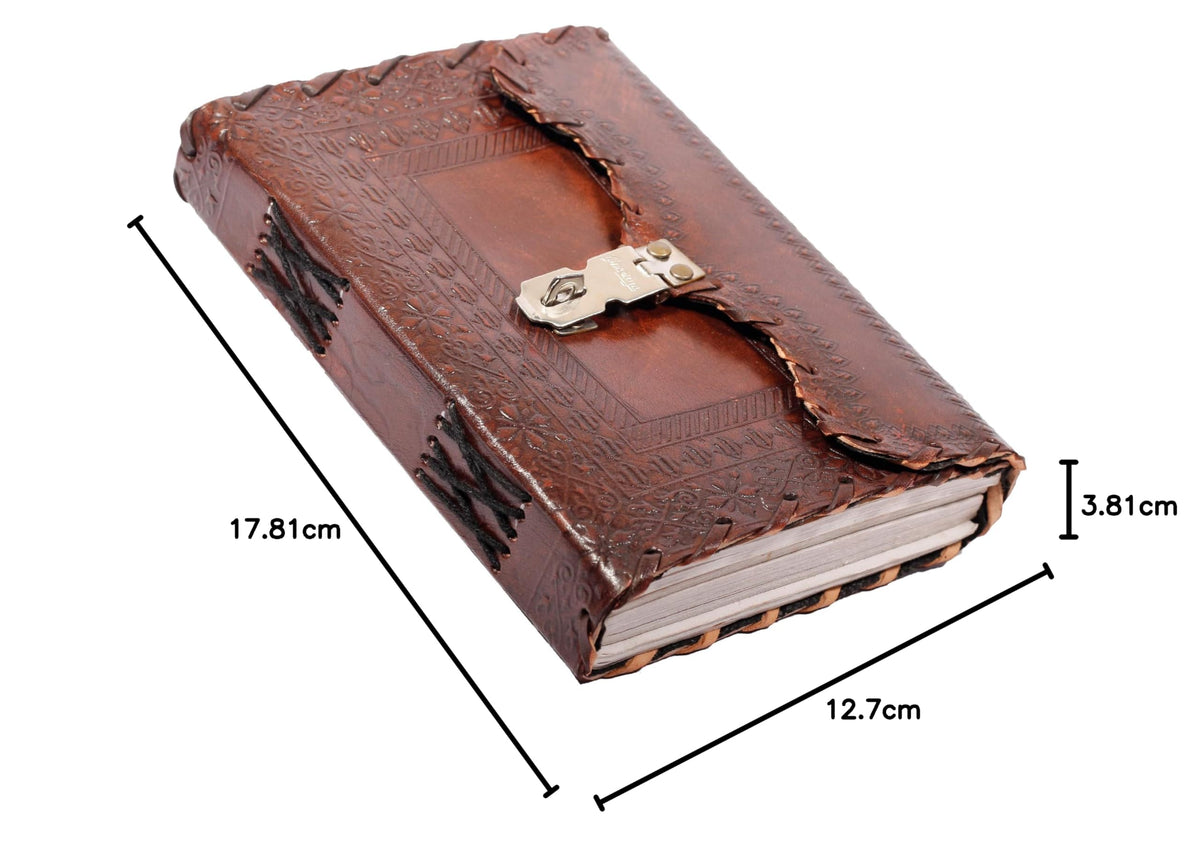 Leather Journal Large Writing Notebook - Handmade Leather Bound Vintage Journal For Women and Men with Lock And Key Gift For Art Sketchbook, Travel Diary And Notebooks To Write In 7 by 5 Inches (King Red)