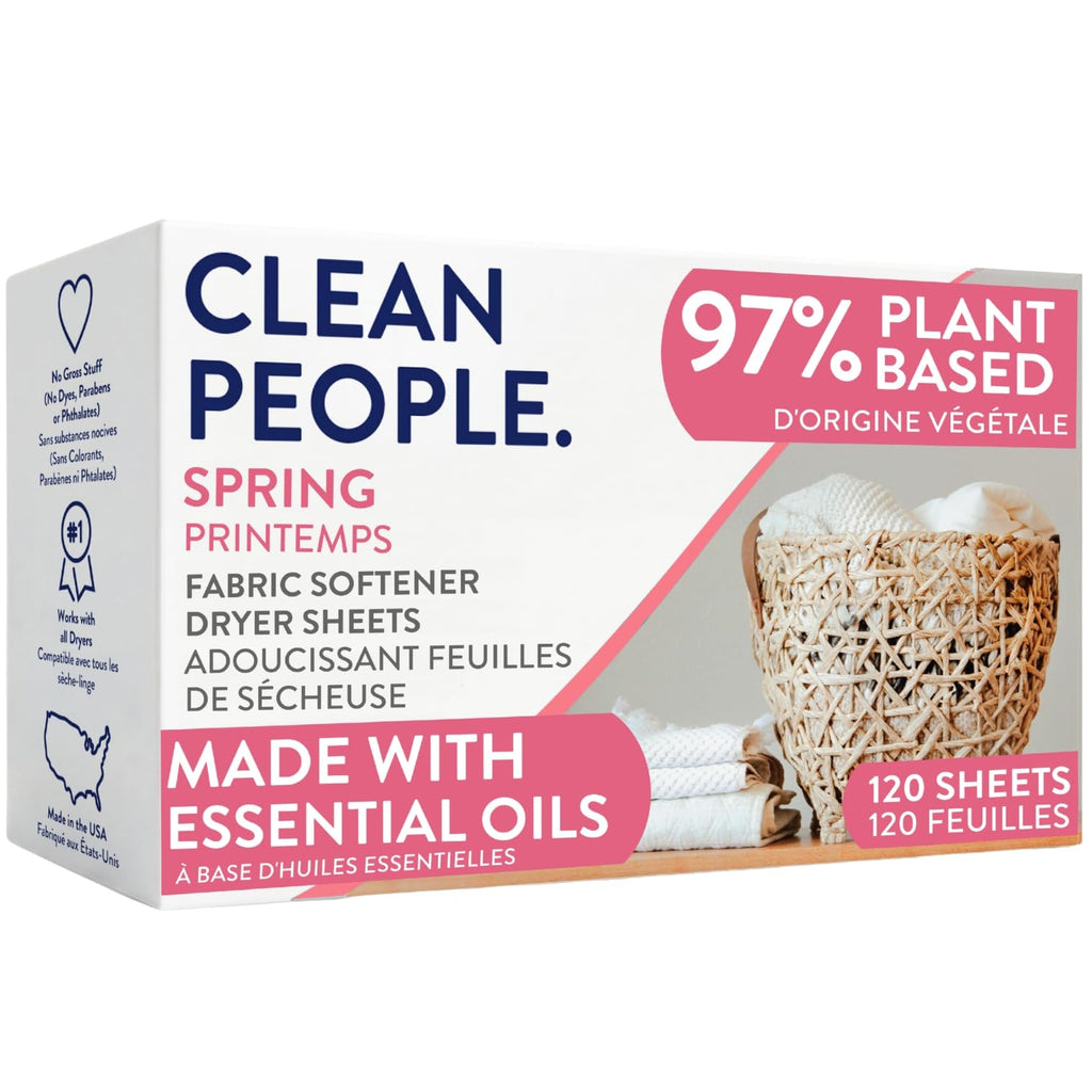 The Clean People Fabric Softener Sheets - Dryer Sheets - Softens & Removes Static Cling - Vegan Laundry Softener With Essential Oils - Fresh Scent, 120 Pack