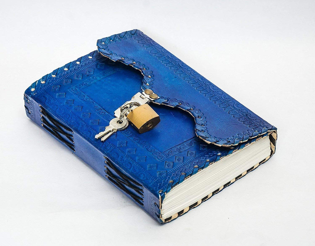 Leather Journal Large Writing Notebook - Handmade Leather Bound Vintage Journal For Women and Men with Lock And Key Gift For Art Sketchbook, Travel Diary And Notebooks To Write In 7 by 5 Inches (King Red)