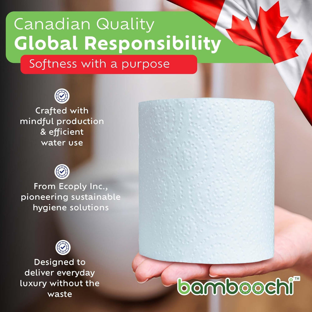 Bamboo Toilet Paper, Septic Safe 2 Ply 300 Sheets Per Roll,  RV Safe, Eco-Friendly Proudly Made in Canada