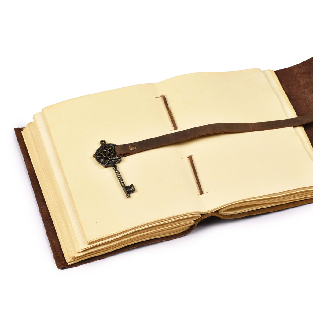 LEATHER VILLAGE Wiccan Journal Floral Pentagram, Green 7x5