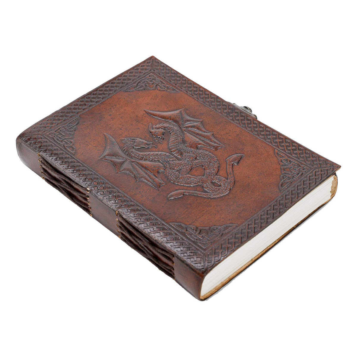 Handmade Leather Double Dragon Journal/Writing Notebook Diary/Bound Daily Notepad for Men & Women Unlined Paper Medium, Writing pad Gift for Artist, Sketch (8 x 6, Black)