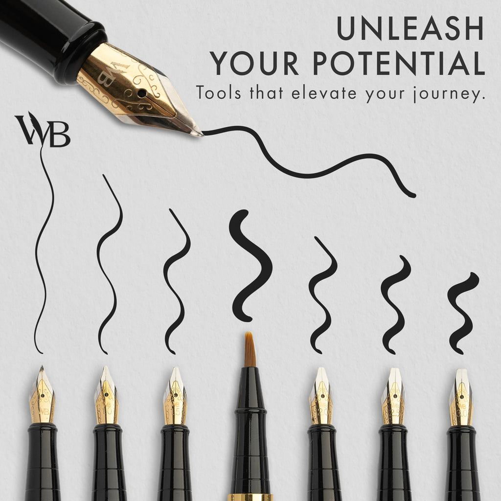 Wordsworth & Black Luxury Calligraphy Pen Set for Writing, 6 Nibs, Rainbow