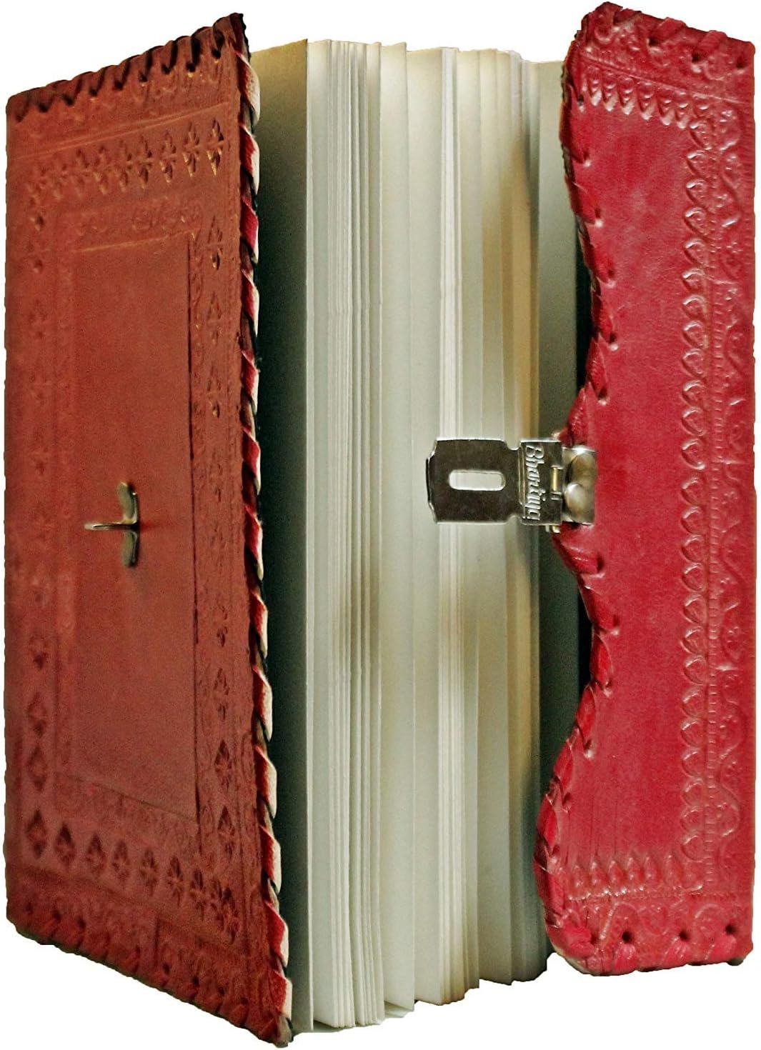 Leather Journal Large Writing Notebook - Handmade Leather Bound Vintage Journal For Women and Men with Lock And Key Gift For Art Sketchbook, Travel Diary And Notebooks To Write In 7 by 5 Inches (King Red)