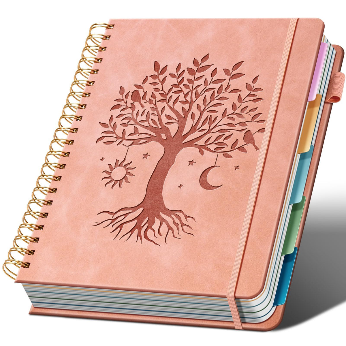 Ovesmusl Hardcover Spiral Notebook 8.5" x 11" with 5 Removable Dividers 300 Pages Leather 5 Subject Notebook College Ruled 100GSM Large Spiral Notebooks for Work Thick Lined Journal for Women, Green