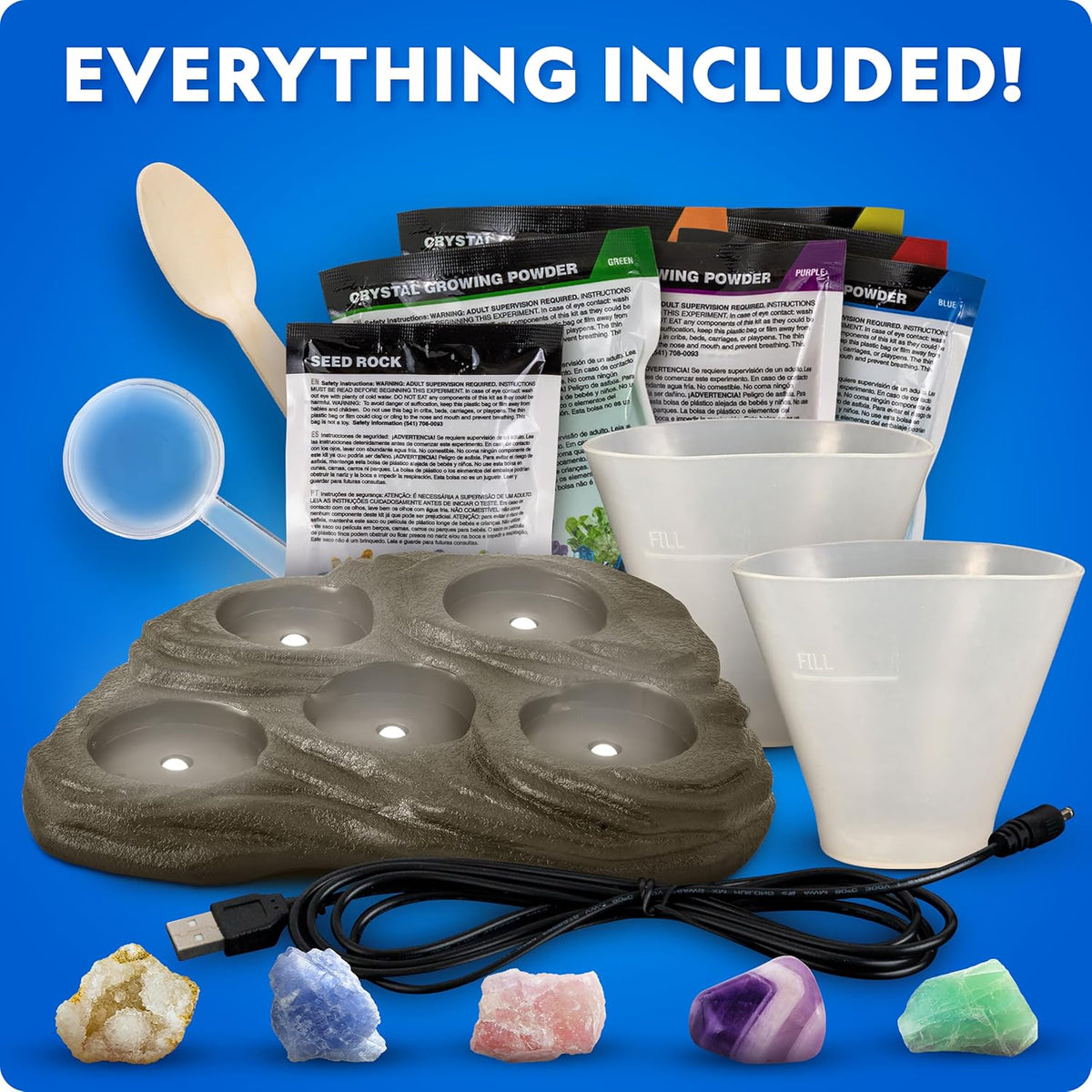 National Geographic Mega Crystal Growing Kit with 6 Crystals for Kids 8-10