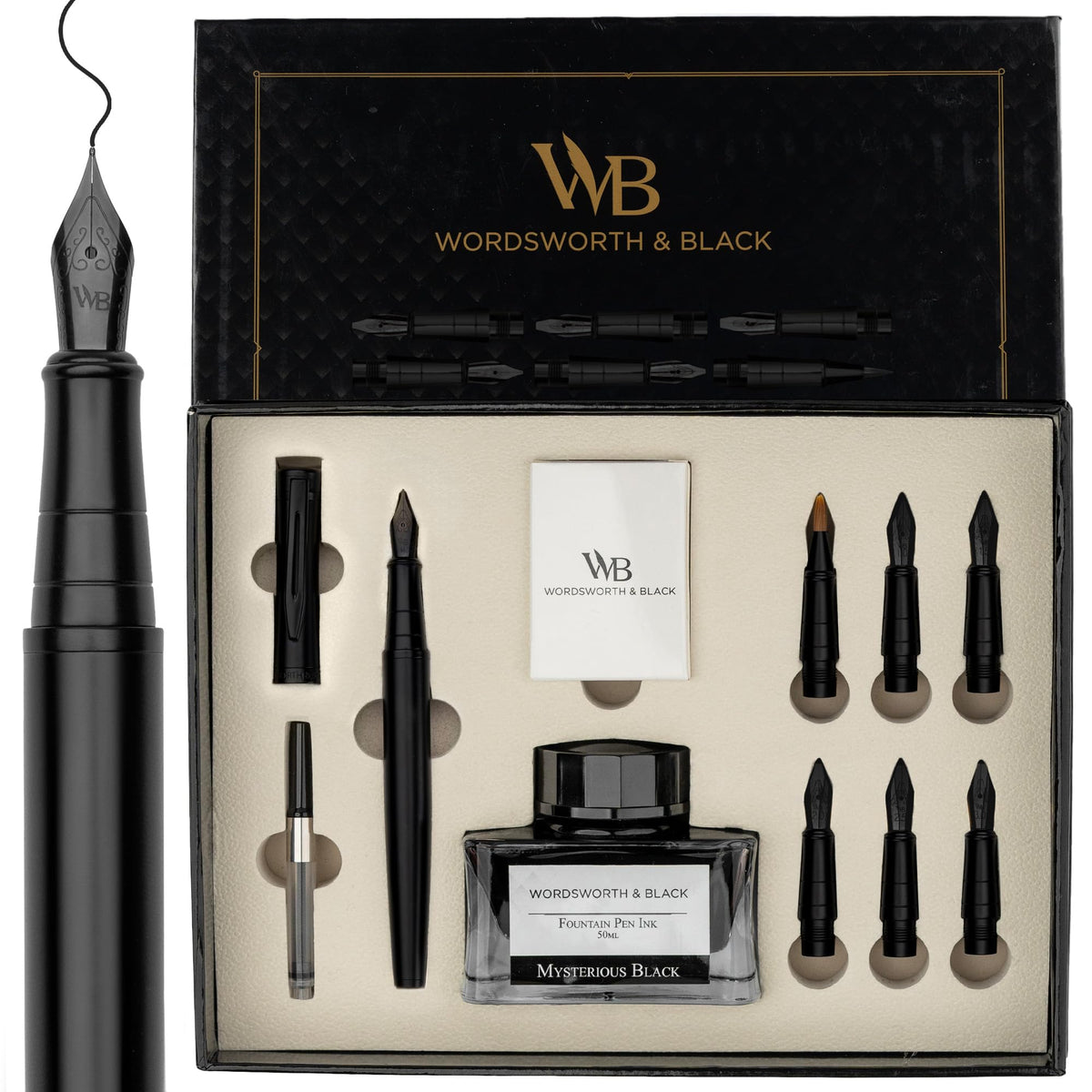 Wordsworth & Black Luxury Calligraphy Pen Set for Writing, 6 Nibs, Rainbow