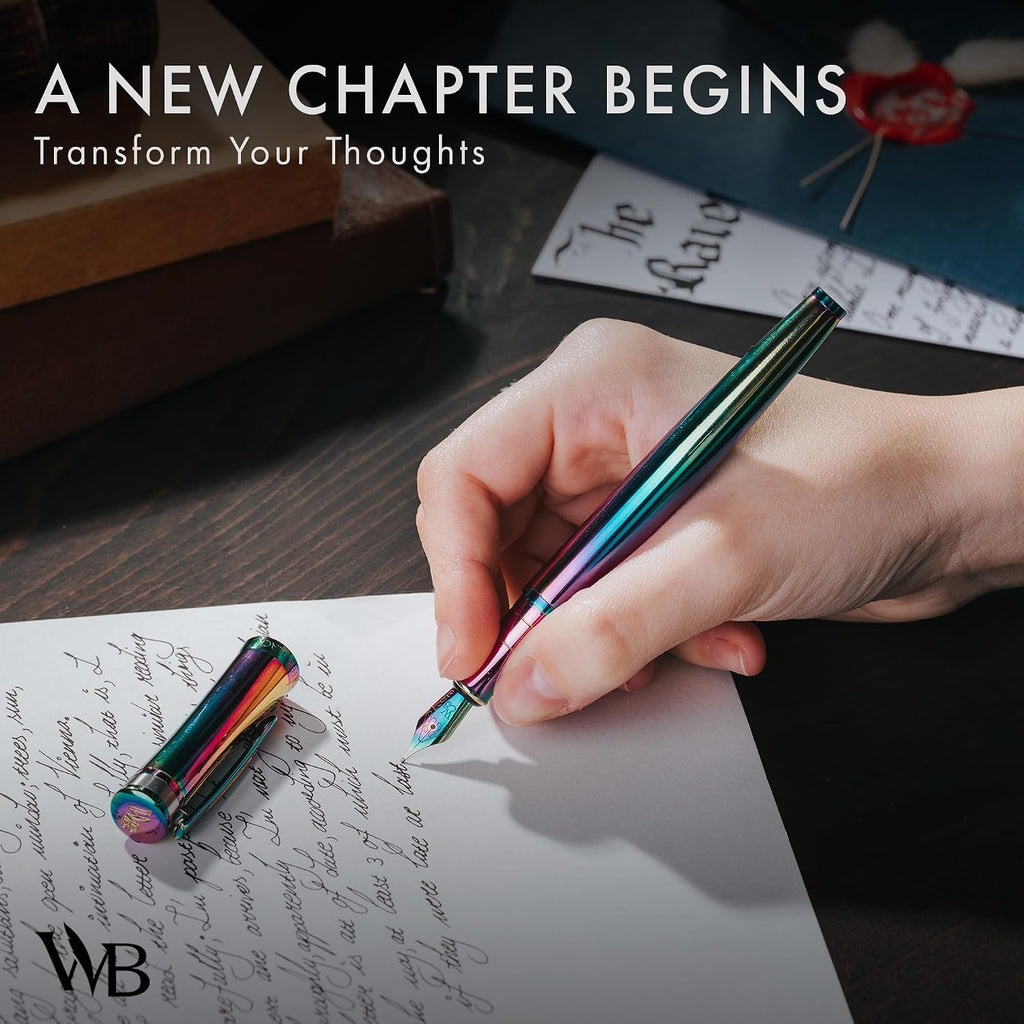 Wordsworth & Black Luxury Calligraphy Pen Set for Writing, 6 Nibs, Rainbow