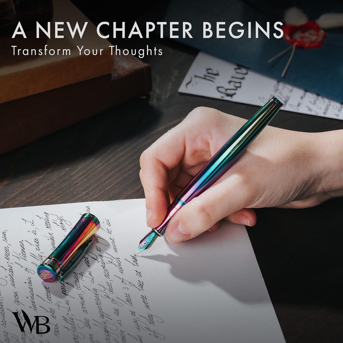 Wordsworth & Black Luxury Calligraphy Pen Set for Writing, 6 Nibs, Rainbow