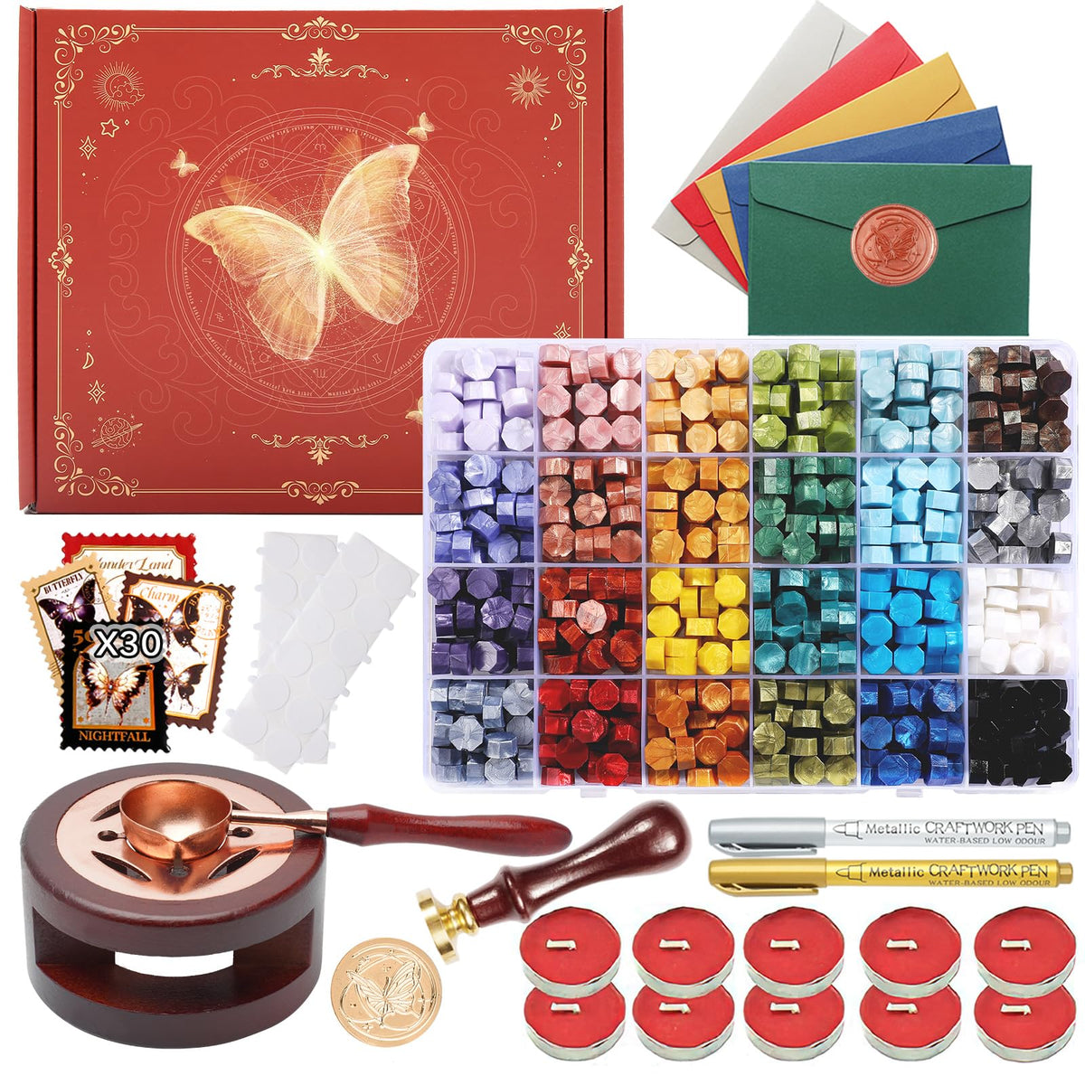 Wax Seal Kit with Gift Box, 624 Pcs