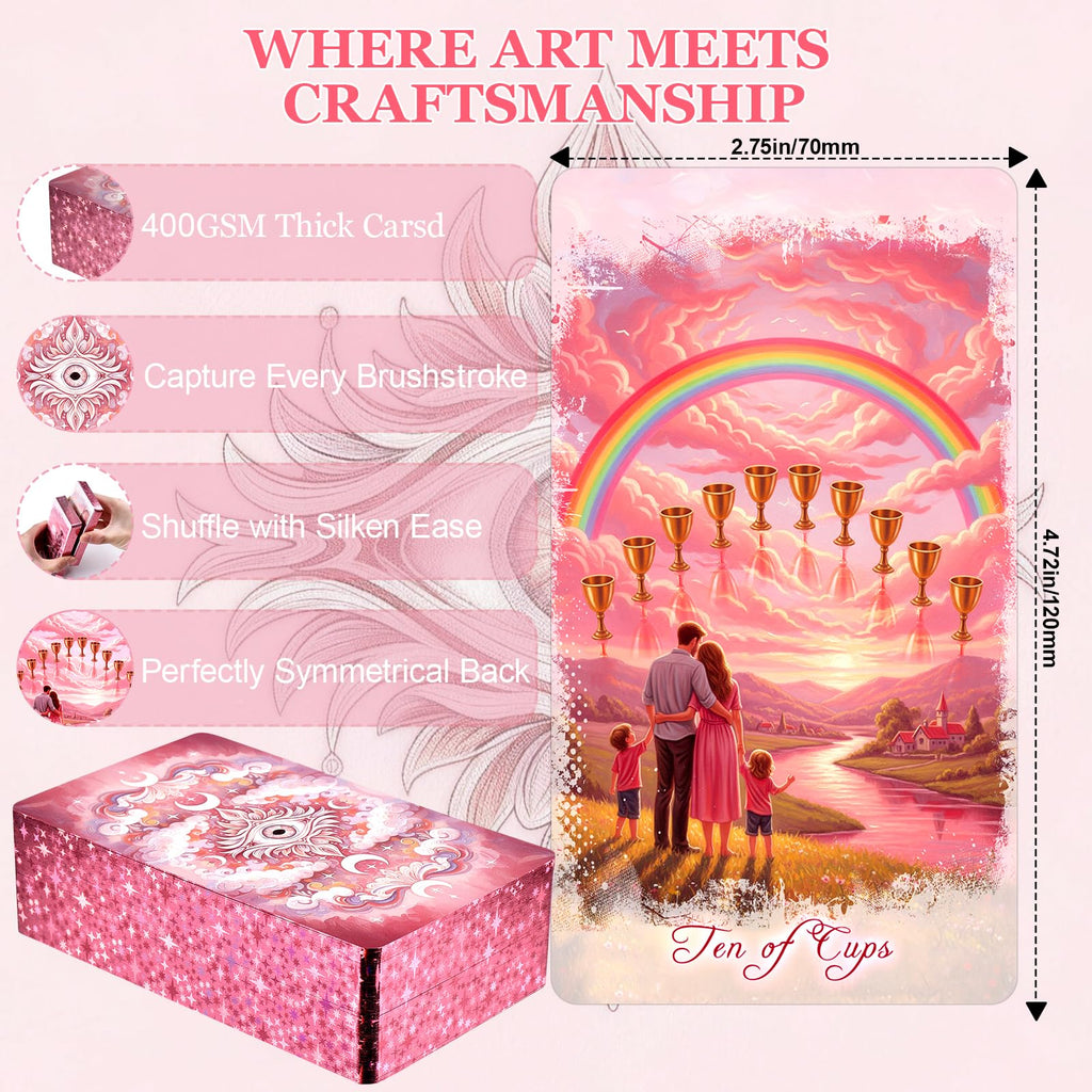 Eternal Gilded Bloom Tarot Cards for Beginners with Guidebook Traditional & Classic Tarot Deck Victorian-Inspired Unique Vintage Art Holographic Gilded Edges 400GSM 78 Cards