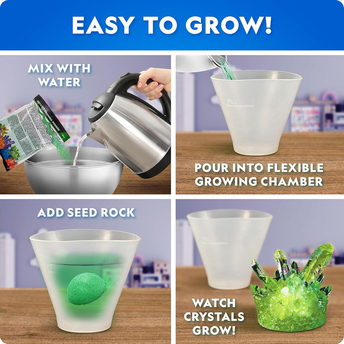 National Geographic Mega Crystal Growing Kit with 6 Crystals for Kids 8-10